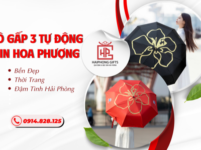 Ô Gấp 3 Tự Động In Hoa Phượng – Bền Đẹp, Thời Trang, Đậm Tình Hải Phòng